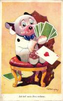 Ich hab mein Herz verloren / Bonzo dog, card game; Primus-Postkarte, Wohlgemuth & Lissner No. 2555. s: G. E. Studdy (EB)