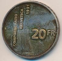 Svájc 1991B 20Fr Ag "700 éves a Konföderáció" T:2 erős patina Switzerland 1991B 20 Francs Ag "700 Years of Confederation" C:XF stong patina