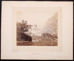 cca 1880 Svájc, Chateau d' Ortenstein, várkastély a XIX. századból, 16x19 cm, karton 27x33 cm  / cca 1880 Castle, Chateau d' Ortenstein, Switzerland, photo on paperboard, with description, photo 16x19 cm, paperboard 27x33 cm
