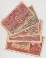 17db-os vegyes magyar korona bankjegy tétel, közte két "Deutschösterreich" felülbélyegzéss...