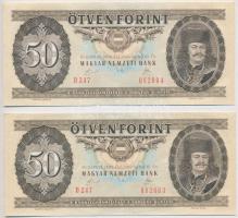 1989. 50Ft (2x) sorszámkövetők, nyomdai papírránccal T:I,I-