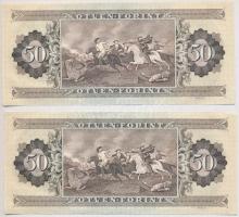 1989. 50Ft (2x) sorszámkövetők, nyomdai papírránccal T:I,I-