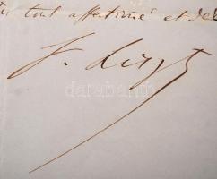 1849 VÉDETT! Liszt Ferenc (1811-1886) zeneszerző azonosítatlan személyhez írt francia nyelvű levele ...