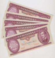 1992. 100Ft (5x) sorszámkövetők, nyomdai papírránccal T:I,I-