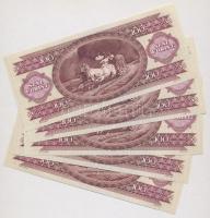 1992. 100Ft (5x) sorszámkövetők, nyomdai papírránccal T:I,I-