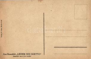 Sturm; Serie Lieder der Ghetto, Verlag B. Harz / Jewish art postcard, Judaica s: Ephraim Moses Lilie...