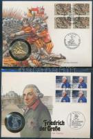 38db-os érmés és bankjegyes boríték bélyeggel és bélyegzéssel, szép gyűjtemény svájci gyűjtői albumb...