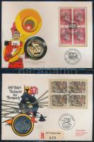 38db-os érmés és bankjegyes boríték bélyeggel és bélyegzéssel, szép gyűjtemény svájci gyűjtői albumb...