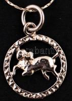Ezüst (Ag.) nyaklánc bikás medállal, összesen bruttó: 2,8 g