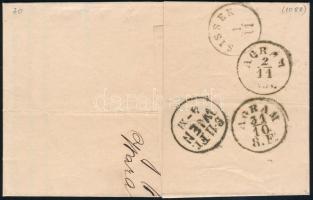 20kr unpaid cover without stamp "PESTH / Abends" - "WIEN"- "FISCHAMEND"...