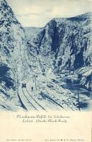 1899 Sicevo Gorge; Eisenbahn Nischawa-Defile bei Zitschenow (strechs Nisch-Pirot) / railroad, draisine