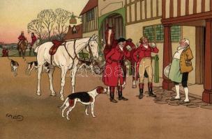 "Auf auf zum fröhlichen Jagen!" Meissner & Buch Serie 1951. litho s: Harry Eliott