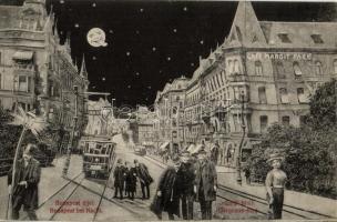 Budapest II. Margit körút éjjel, részeges kollázs / humour