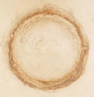 Szecessziós kaspó, festett mázas kerámia, jelzés nélkül, formaszámmal (1292), apró lepattanással, m:...