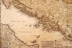 cca 1700 Johann Baptist Homann (1664-1724): Magyarország és a Duna medence térképe. Színezett rézmet...