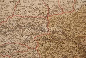 cca 1700 Johann Baptist Homann (1664-1724): Magyarország és a Duna medence térképe. Színezett rézmet...