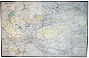 cca 1870 Közép-Ázsia térképe. Vászon, Wien-Pest, Hartleben, kemény borítóval. / cca 1870 Map of Central-Asia. Map on canvas with cover. Hartleben. 85x55 cm