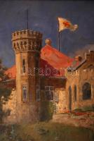Lengyel Reinfuss Ede (1873-1942): Angol kastély. Olaj, farost, jelzett, keretben, 49×66 cm