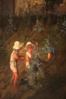 Lengyel Reinfuss Ede (1873-1942): Angol kastély. Olaj, farost, jelzett, keretben, 49×66 cm