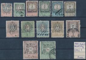 1881 13 db osztrák illetékbélyeg / 1881 13 Austrian document stamps