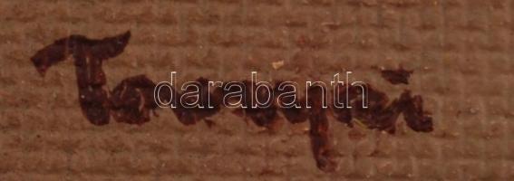 Tornyai jelzéssel: Gyümölcsös csendélet. Olaj, farost, jelzett, fa keretben, 13x22 cm