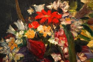 Faragó Ferenc (?-?): Virágcsendélet. Olaj, vászon, keretben, 80×60 cm