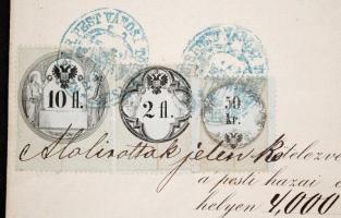 1865 Kötelezvény 12,5Fl illetékbélyeggel / Large value document stamps
