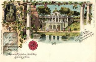 1897 Hamburg, Allgemeine Gartenbau Ausstellung; Kunstanstalt Rosenblatt / Gardening Expo litho