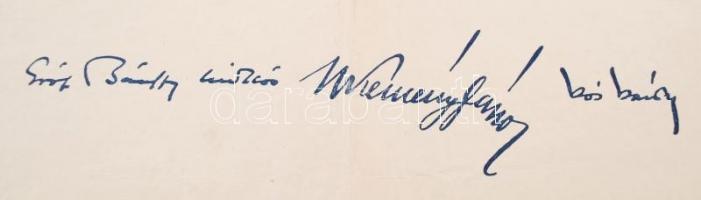 1943 Az Erdélyi Szépmíves Céh névre szóló díszoklevele Bánffy Miklós (1874-1950) író, grafikus, Kemé...