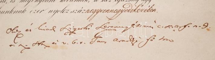 1844 Ügyvédi oklevél, kihirdetési záradékkal / Lawyers warrant 63x40 cm