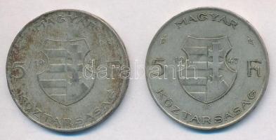 1947. 5Ft Ag "Kossuth" (2x) T:2-,3 patina