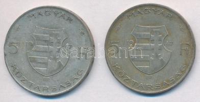 1947. 5Ft Ag "Kossuth" (2x) T:2-,3 patina