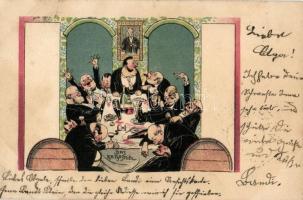 Das Rathsstübl / drunk magistrates, humour litho