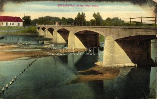 1915 Érsekújvár, Nové Zamky; Nyitra folyó hídja. kiadja Adler József / Nitra bridge