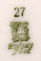 Zsolnay virágmintás lisztes vagy aludttejes korsó, matricás, hibátlan, jelzett, m: 14 cm, d: 11 cm