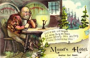 Kupferberg Gold 2 db litho képeslap részlet egy reklámsorozatból, hátoldalán összeilleszthető képpel...