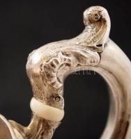 Antik (13 lat) ezüst (Ag.) kanna, elefántcsont szerelékkel, jelzett (Bécs 1862), mesterjeggyel (CR),...