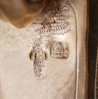 Antik (13 lat) ezüst (Ag.) kanna, elefántcsont szerelékkel, jelzett (Bécs 1862), mesterjeggyel (CR),...