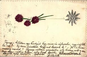 Flowers, greeting card, silver Emb. Nr. 506 (EK)