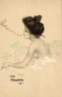 La Favorite VI. French Art Nouveau postcard s: Raphael Kirchner