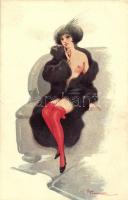 Erotic Italian art postcard, Marque L.E.M. Paris s: R. Franzoni