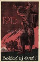 1915 Boldog új évet / New Year greeting, WWI Hungarian military greeting card s: Weiss Antal