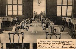 Gyopáros-fürdő, községi vendéglőjének étterme, belső (fa)