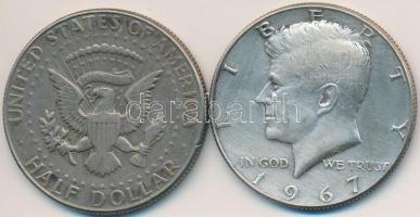 Amerikai Egyesült Államok 1967-1968. 1/2$ Ag "Kennedy" (2x) T:2 
USA 1967-1968. 1/2 Dolla...