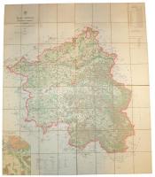 1909 Bihar vármegye közigazgatási és földművelési térképe. 1:144 000 Vászonra kasírozott, 4 részből álló, szép állapotban /  1909 Map of Bihar county. Large map on canvas, made of 4 parts. In nice condition. Alltogether: 110x138 cm