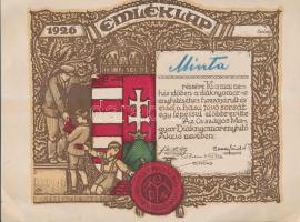 1926 Diáknyomorenyhítő bizottság emléklap hátoldalán rajta "Minta" felirattal 29x22 cm