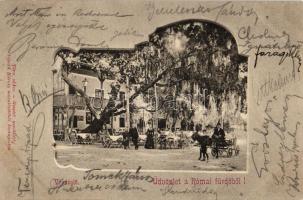 Budapest III. Római fürdő, vendéglő, szamárfogat, Divald (ázott / wet damagae)