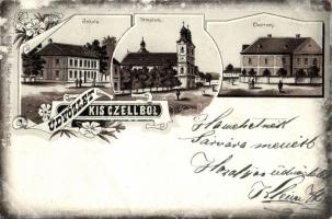 1899 Kiscell, Iskola, templom, klastrom; litho, kiadja Zsigmond István