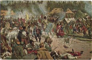 In bewegter Zeit / Russian military s: S.W. Iwanoff, Orosz katonai képeslap s: S.W. Iwanoff