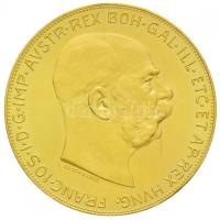 Ausztria 1915. 100K Au "Ferenc József" utánveret (33.96g/0.900) T:1- felületi karcos, apró ph. Austria 1915. 100 Corona Au "Franz Joseph" restrike (33.96g/0.900) C:AU slightly scratched, tiny edge error Krause 2819.